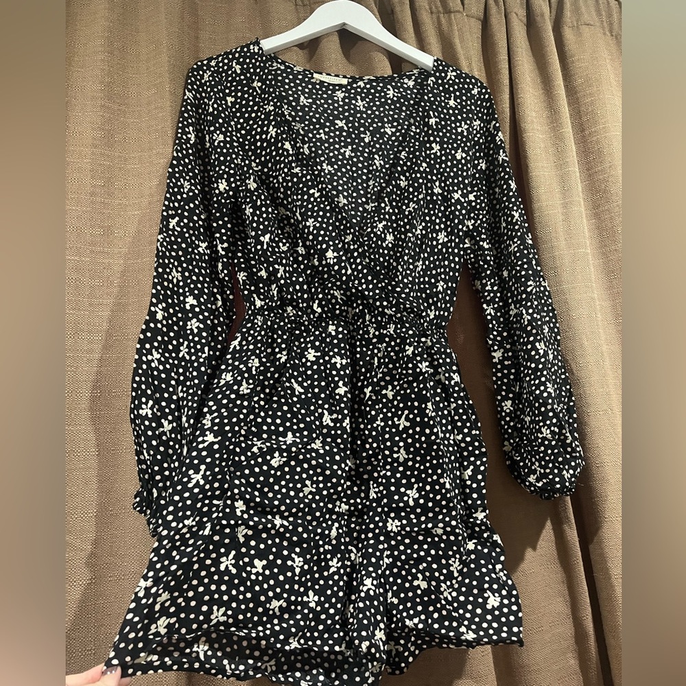 Lovestitch black and white long sleeve romper